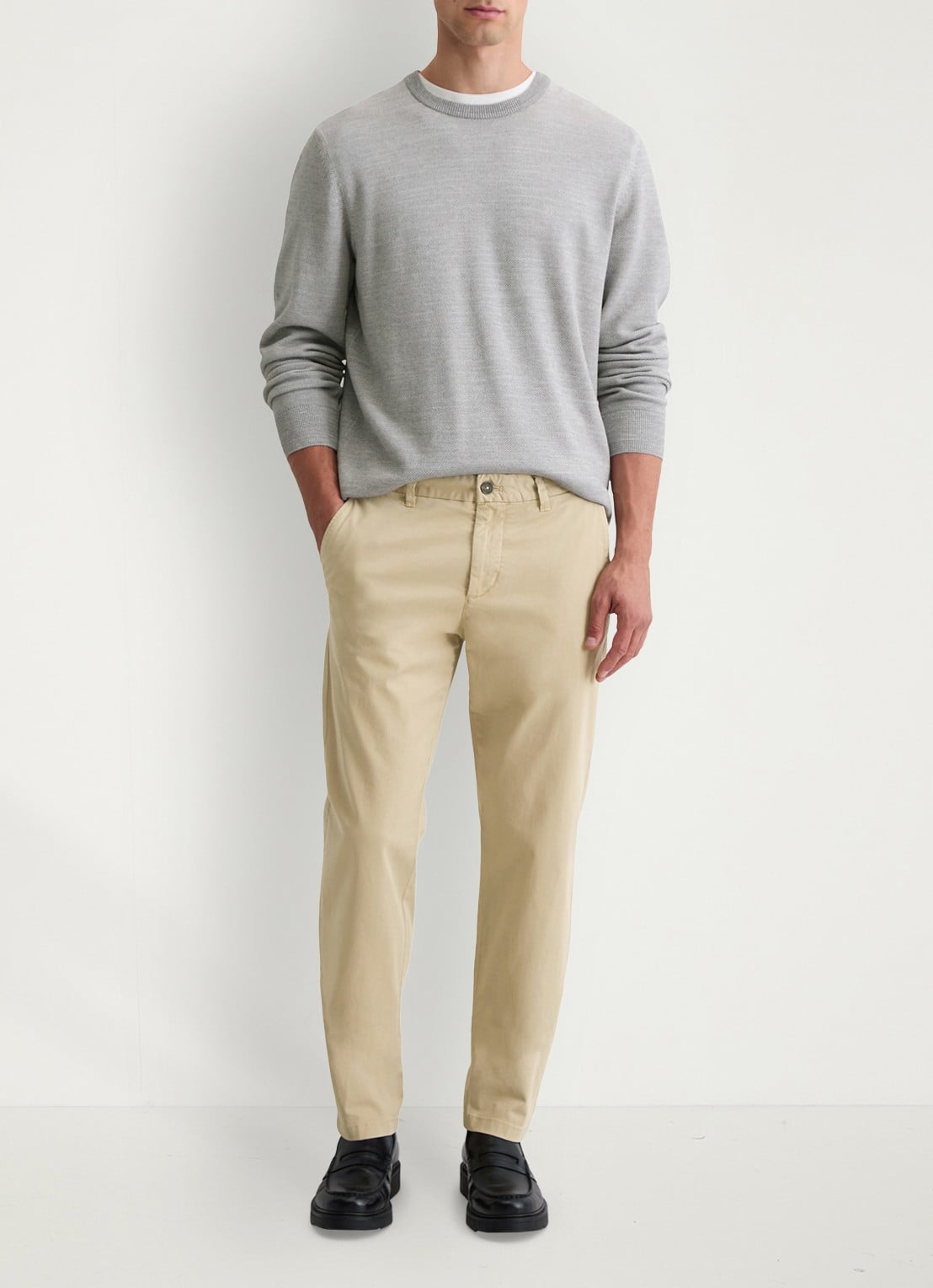 Marc O'Polo Tapered fit chino in katoenblend - voorkant 2 beige