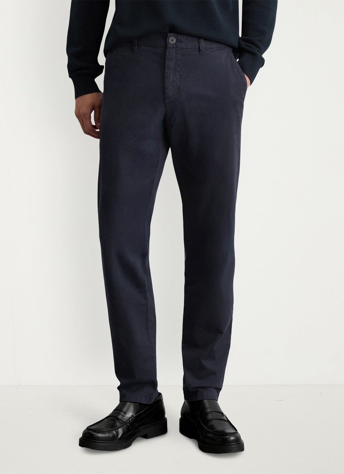 Marc O'Polo Tapered fit chino in katoenblend - detail 2 dark navy-4131 / blauw