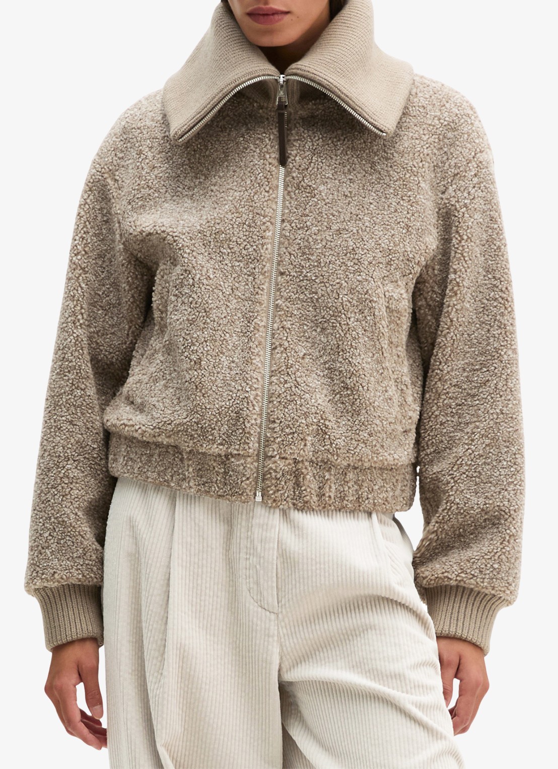 Marc O'Polo Teddy jas met logo - detail 4 taupe