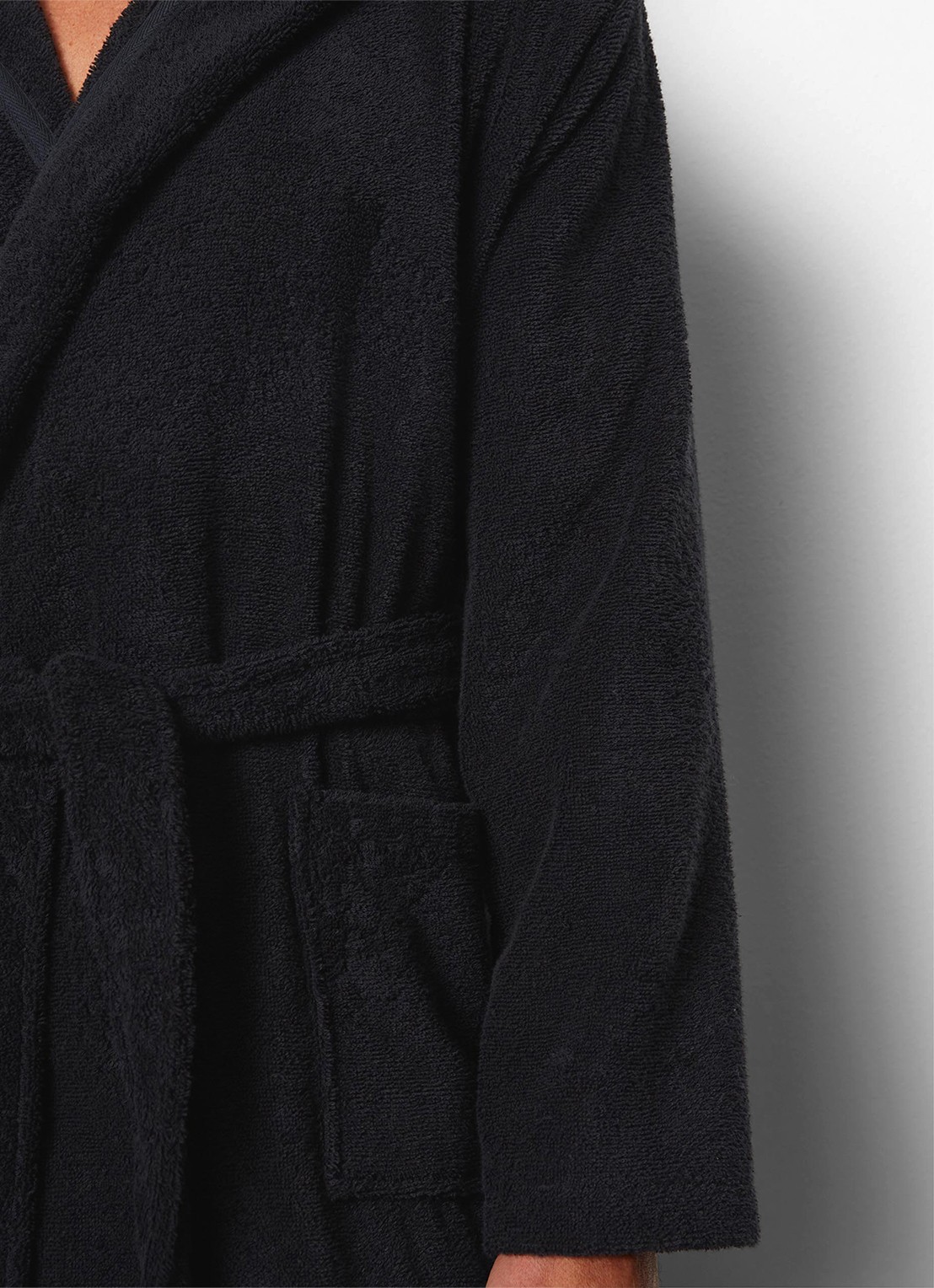 Marc O'Polo Timeless badjas van  katoen - detail 2 donkerblauw