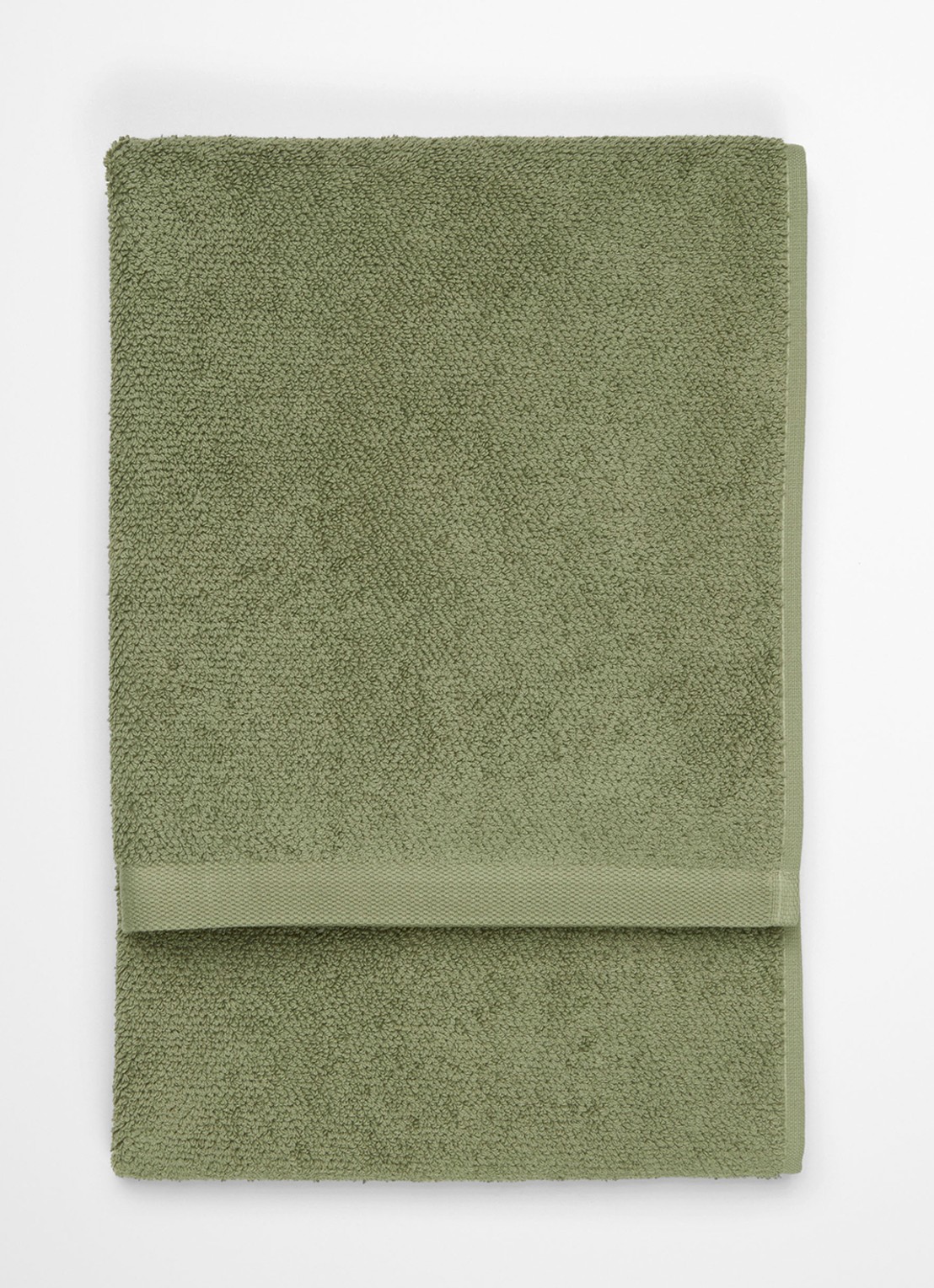 Marc O'Polo Timeless handdoek van  katoen badstof - voorkant 5 olijfgroen