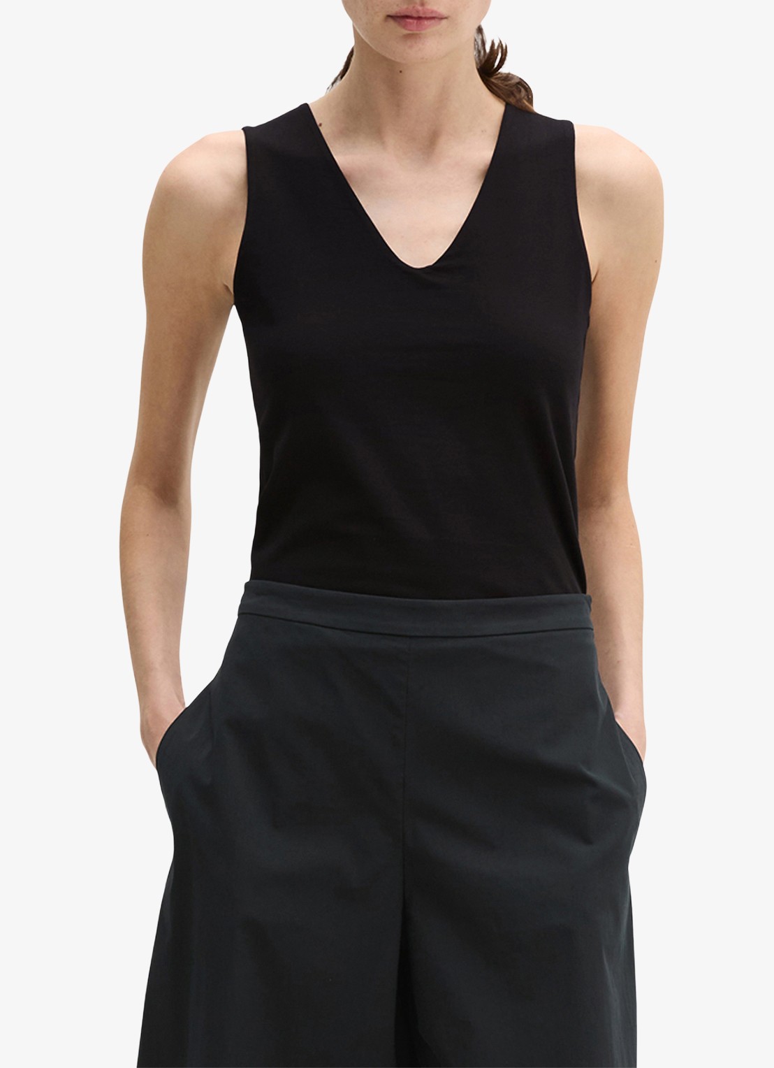 Marc O'Polo Top met V-hals - detail black / zwart