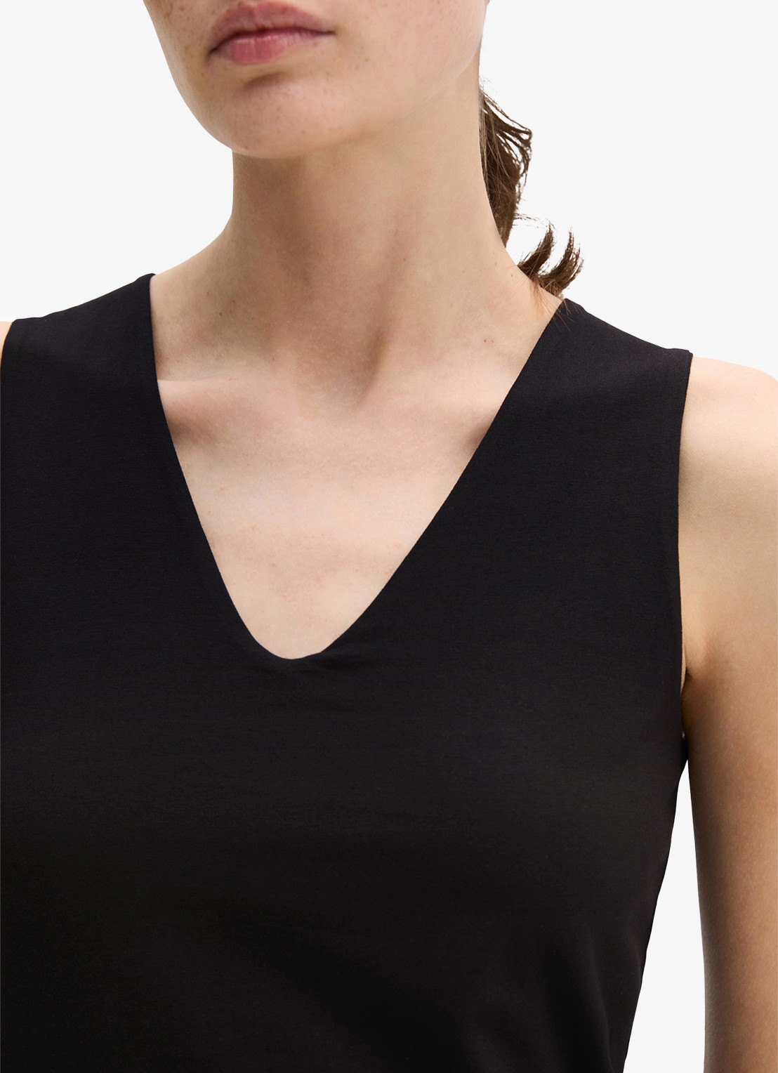 Marc O'Polo Top met V-hals - detail 2 black / zwart