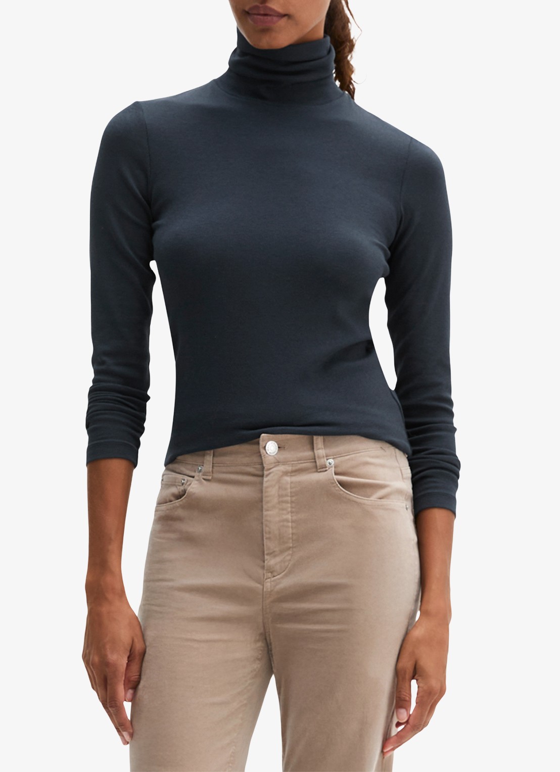 Marc O'Polo Top van jersey met col  - detail 3 blauw
