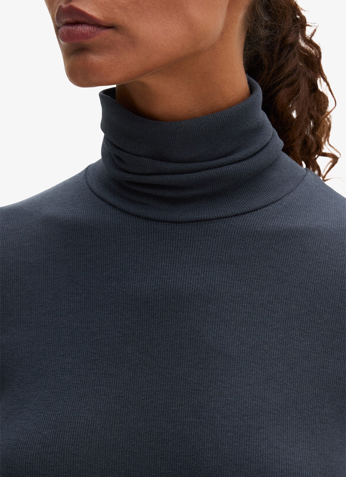 Marc O'Polo Top van jersey met col  - detail 4 blauw