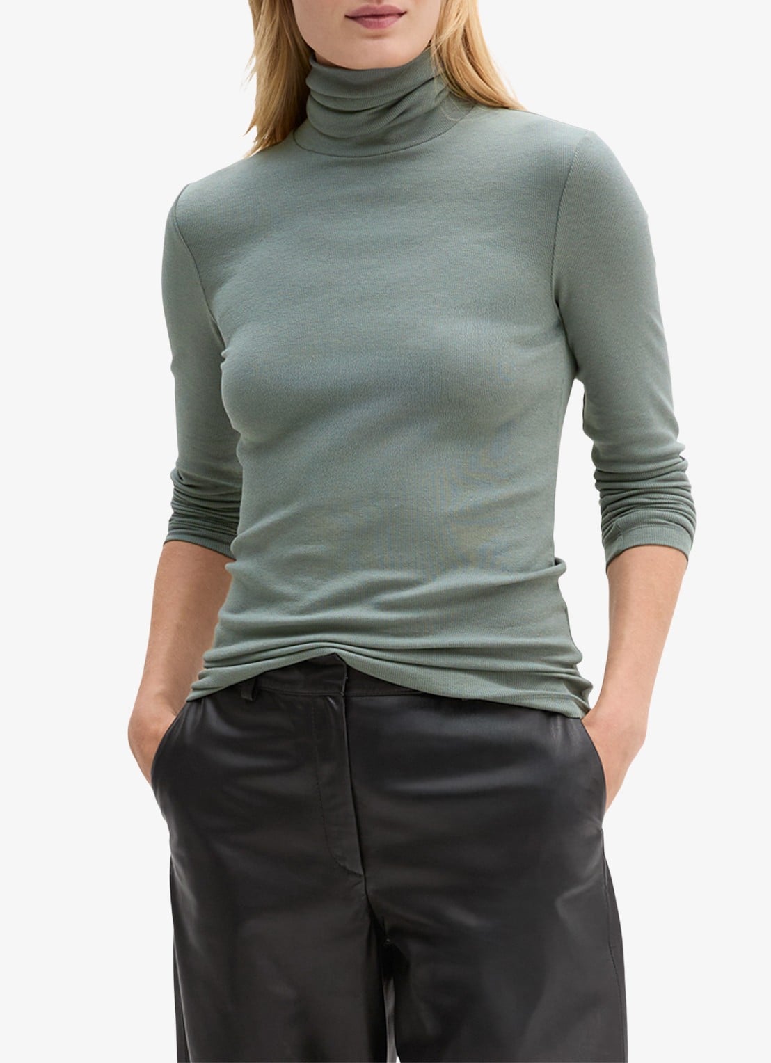 Marc O'Polo Top van jersey met col  - detail 2 blauwgrijs