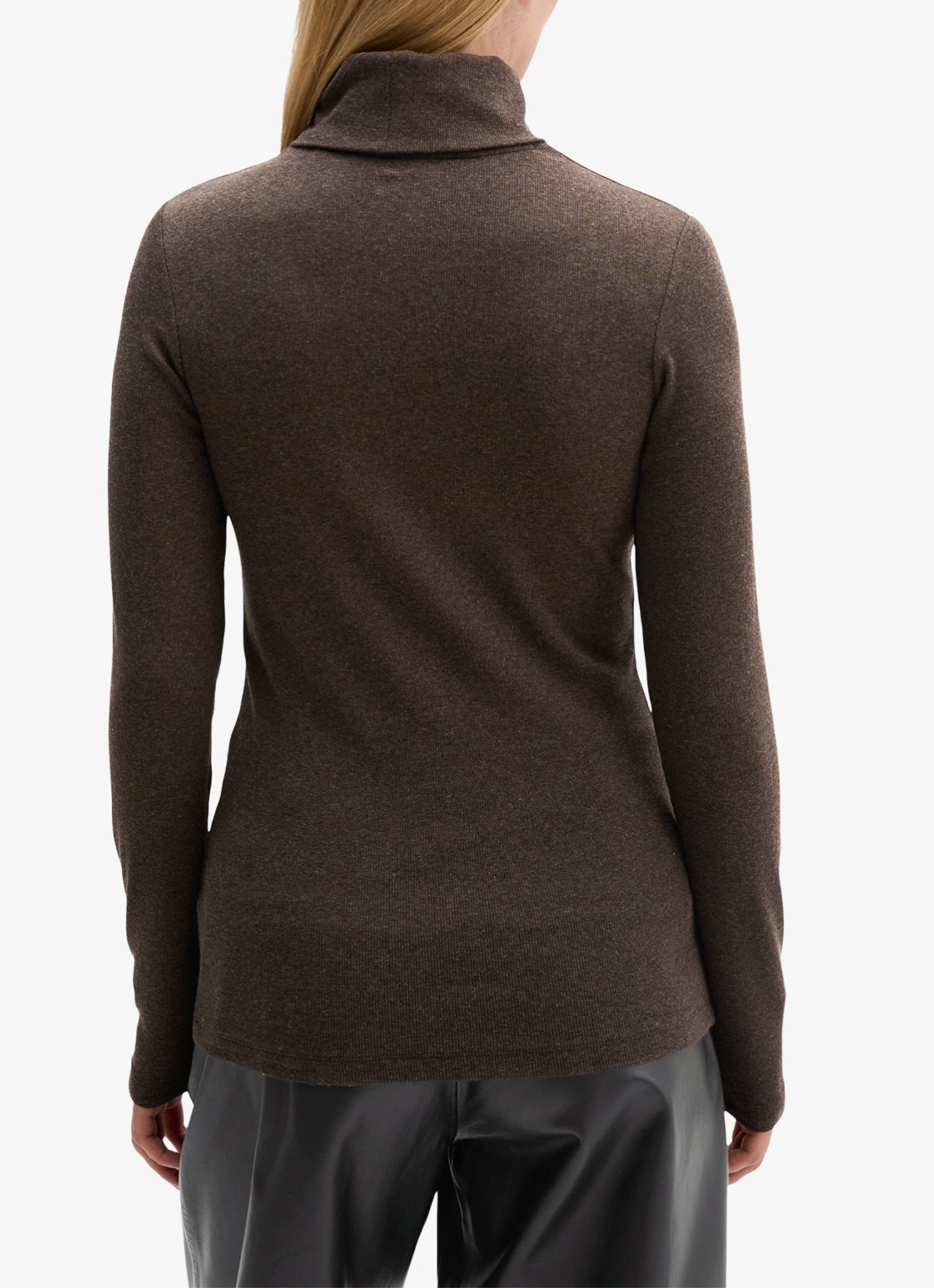 Marc O'Polo Top van jersey met col  - achterkant donkerbruin