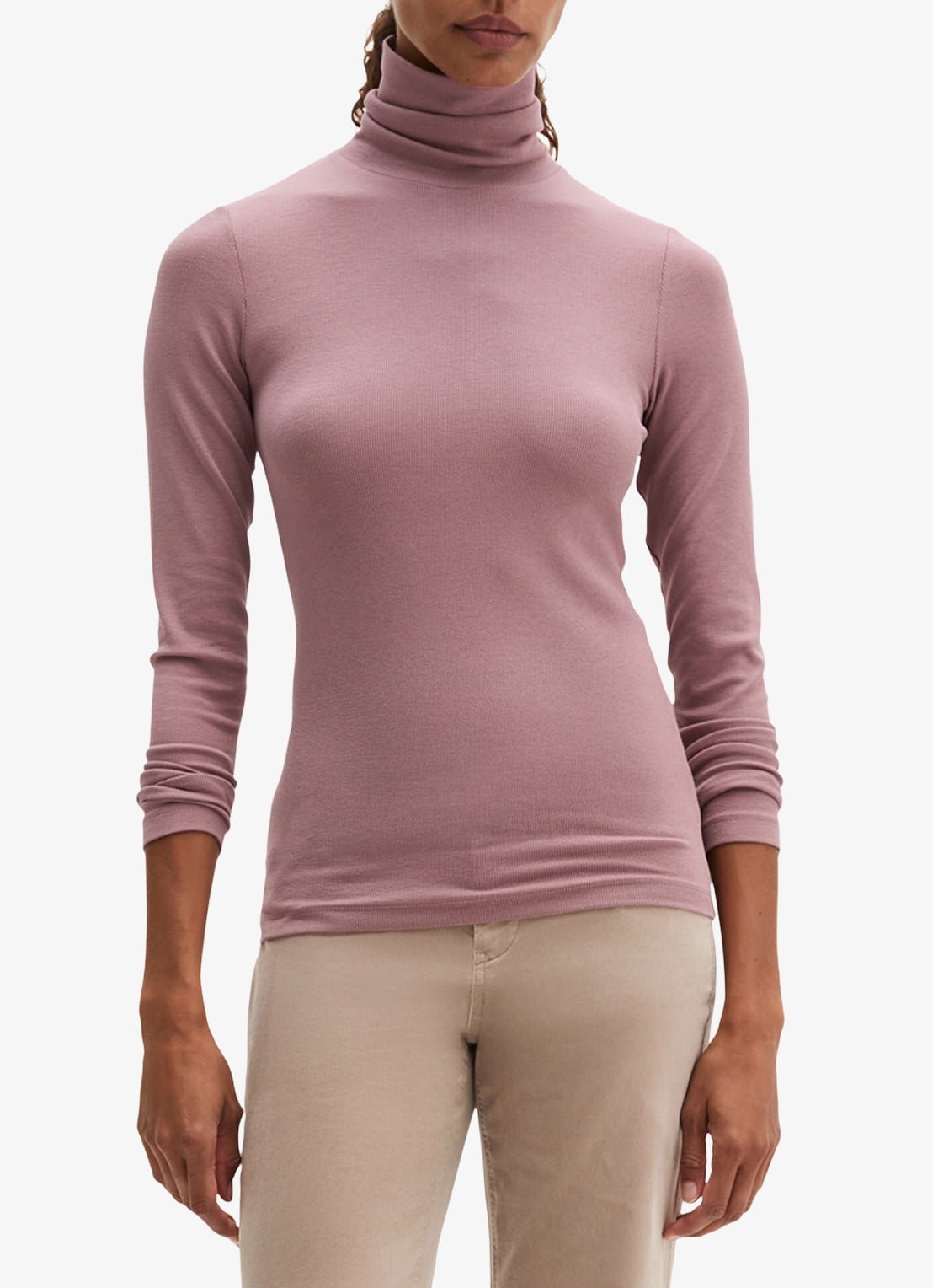 Marc O'Polo Top van jersey met col  - detail roze