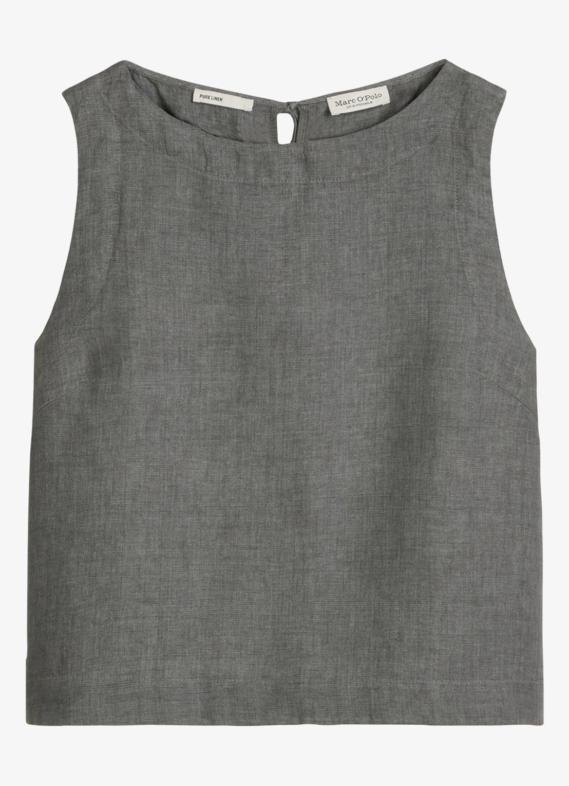 Marc O'Polo Top van linnen met strikdetail - voorkant slate grey melange-0777 / grijs