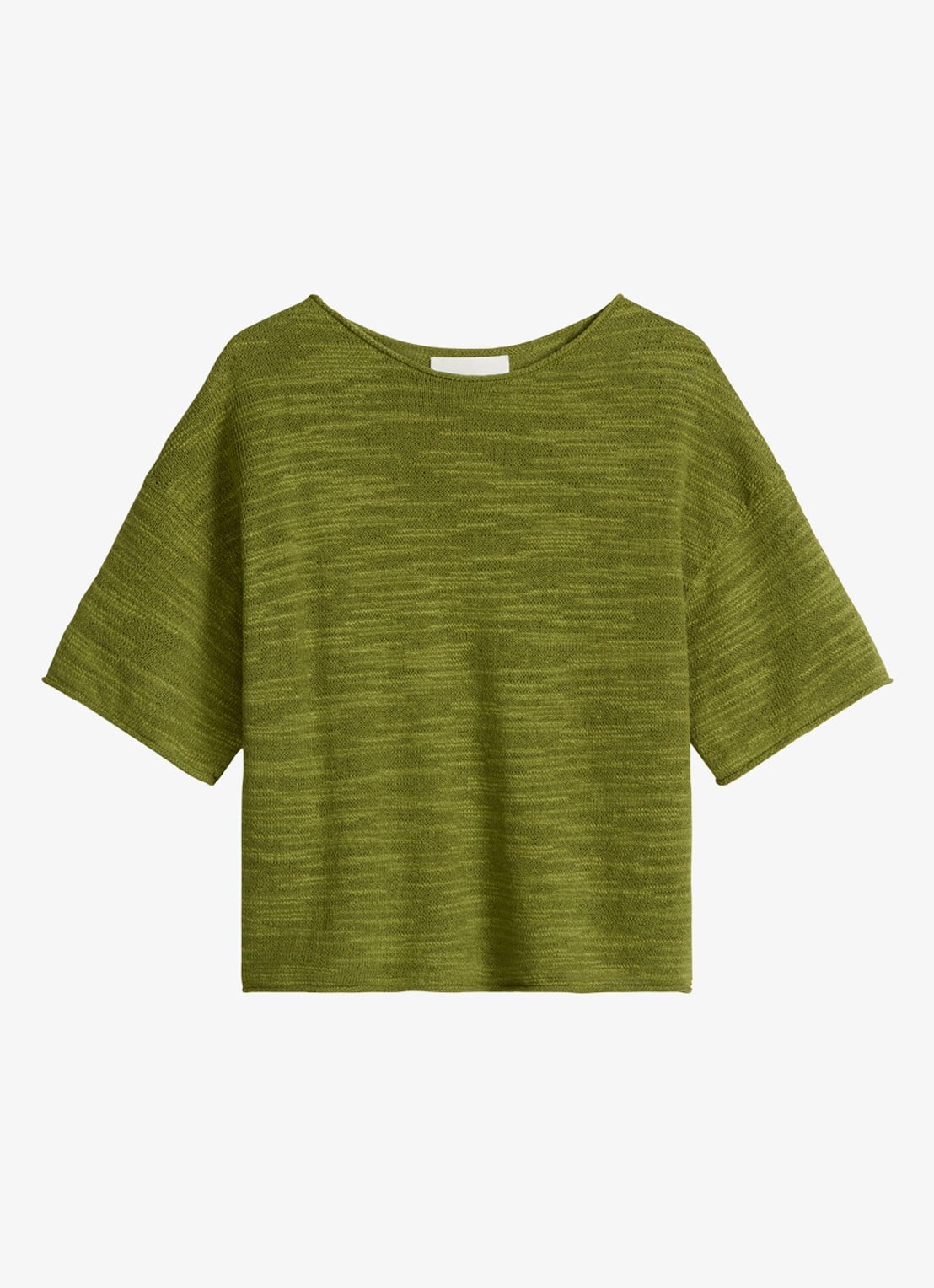 Marc O'Polo Trui in katoen-linnenblend met bateauhals - voorkant shaded fern / groen