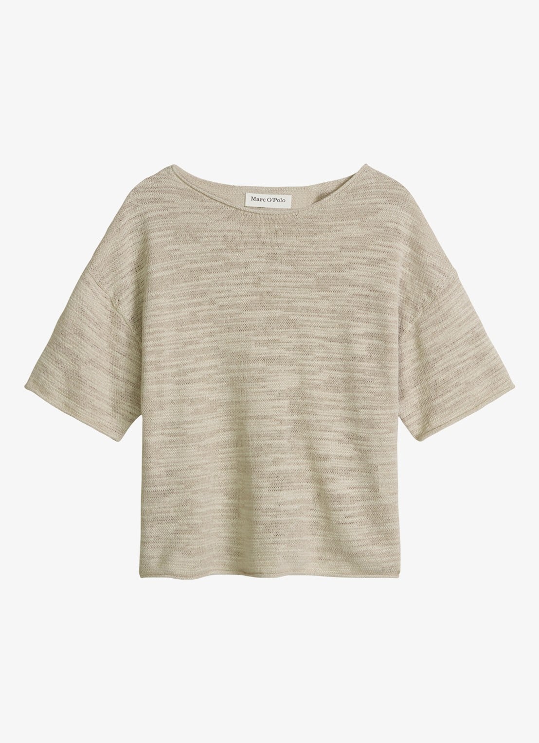 Marc O'Polo Trui in katoen-linnenblend met bateauhals - voorkant linen beige / grijs