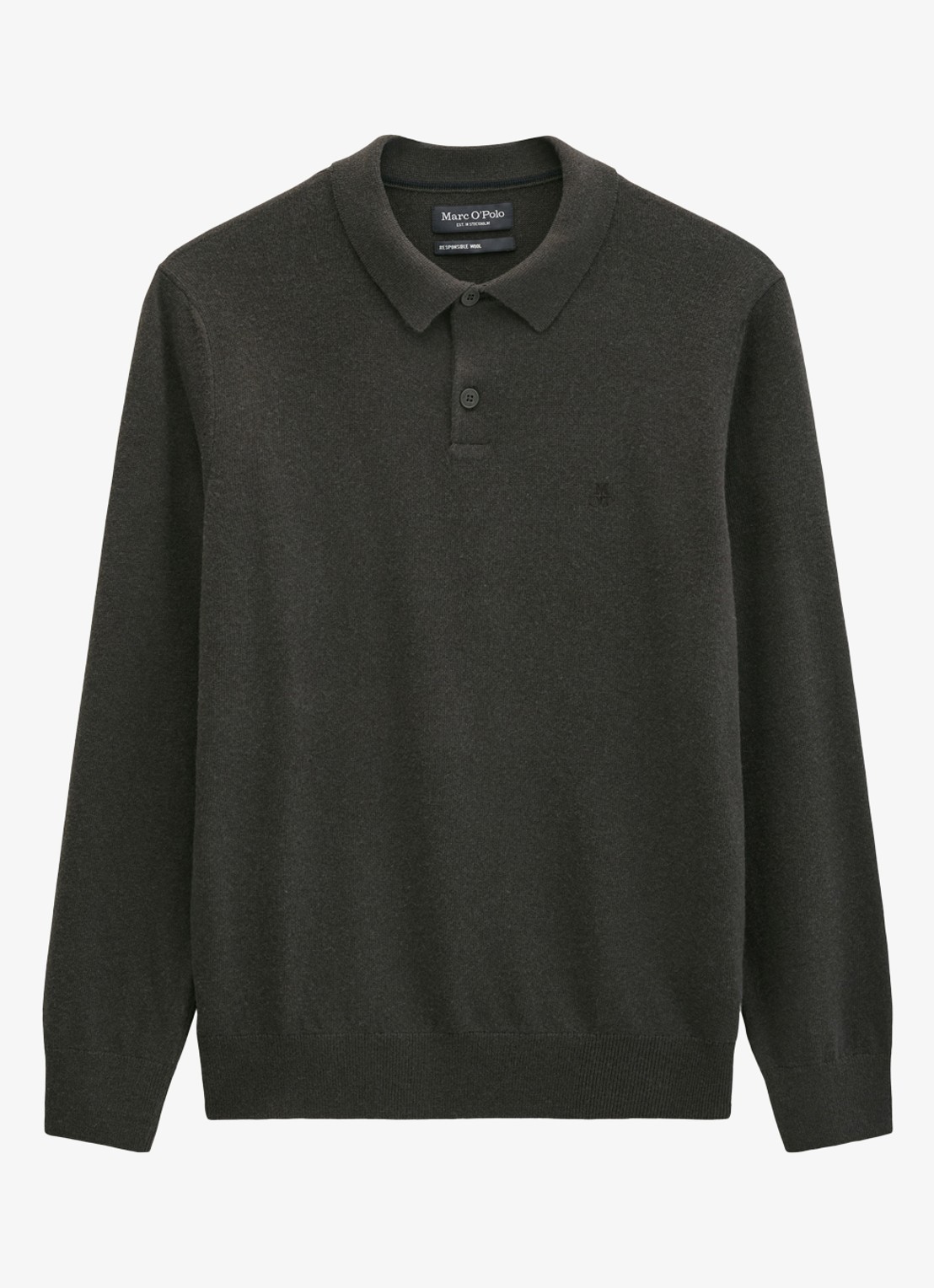 Marc O'Polo Trui in wolblend met polokraag  - voorkant 3 bruin