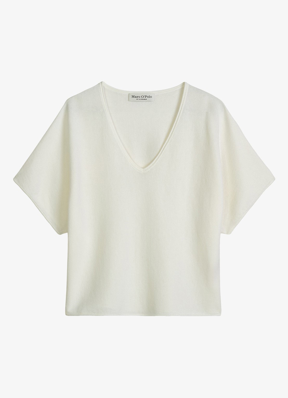 Marc O'Polo Trui met V-hals - voorkant 3 white cotton / wit
