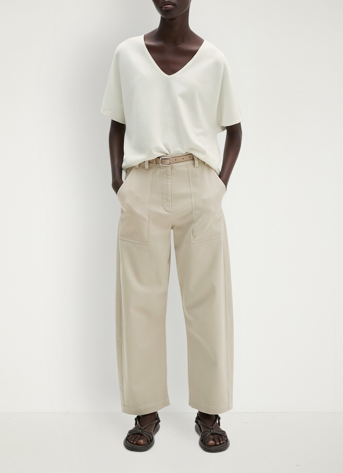 Marc O'Polo Trui met V-hals - voorkant 4 white cotton / wit