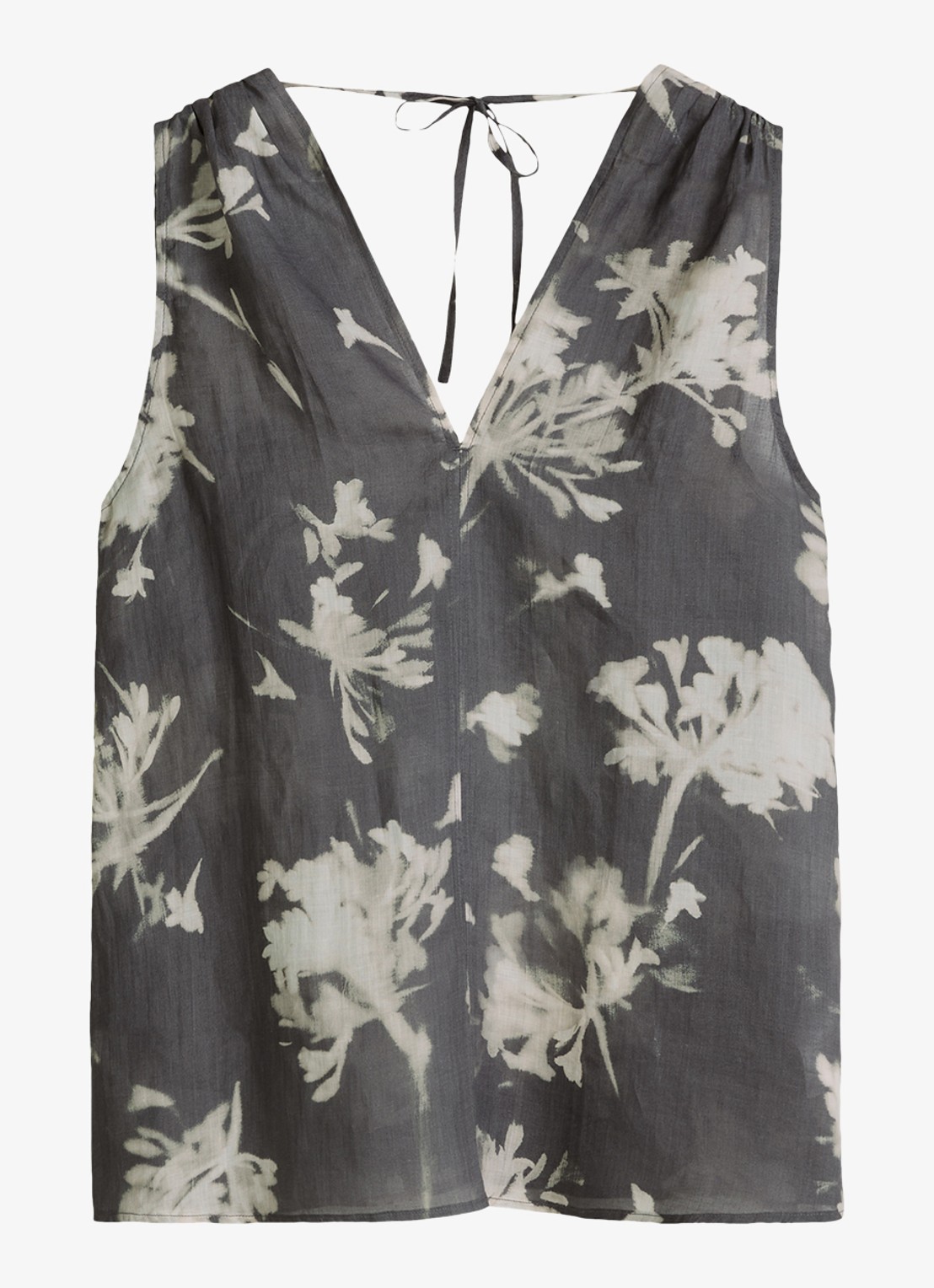 Marc O'Polo Tuniek met print en V-hals - voorkant 2 dark grey_multi_03-0534 / grijs