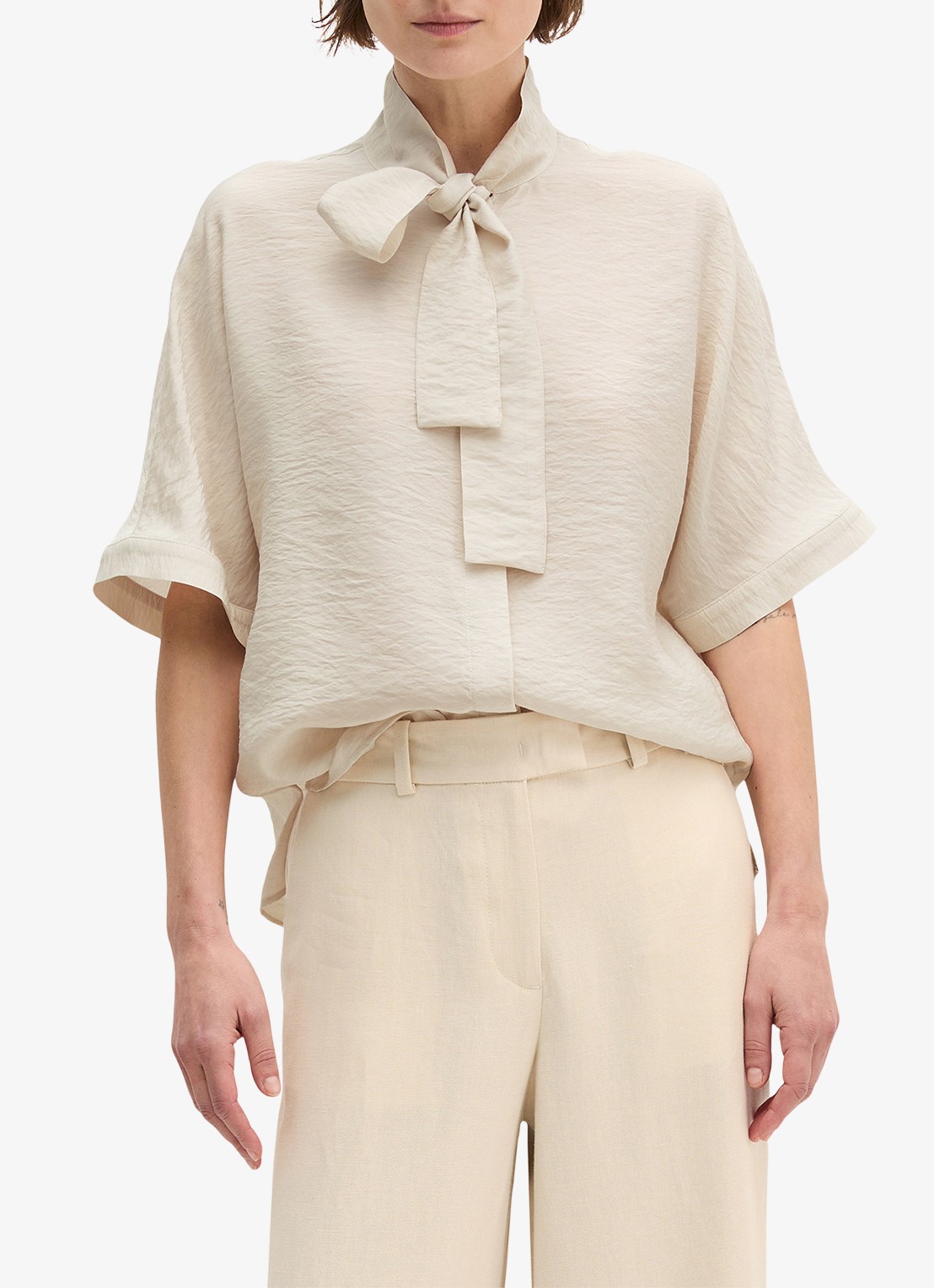 Marc O'Polo Tuniek met sjaalkraag - detail 2 beige