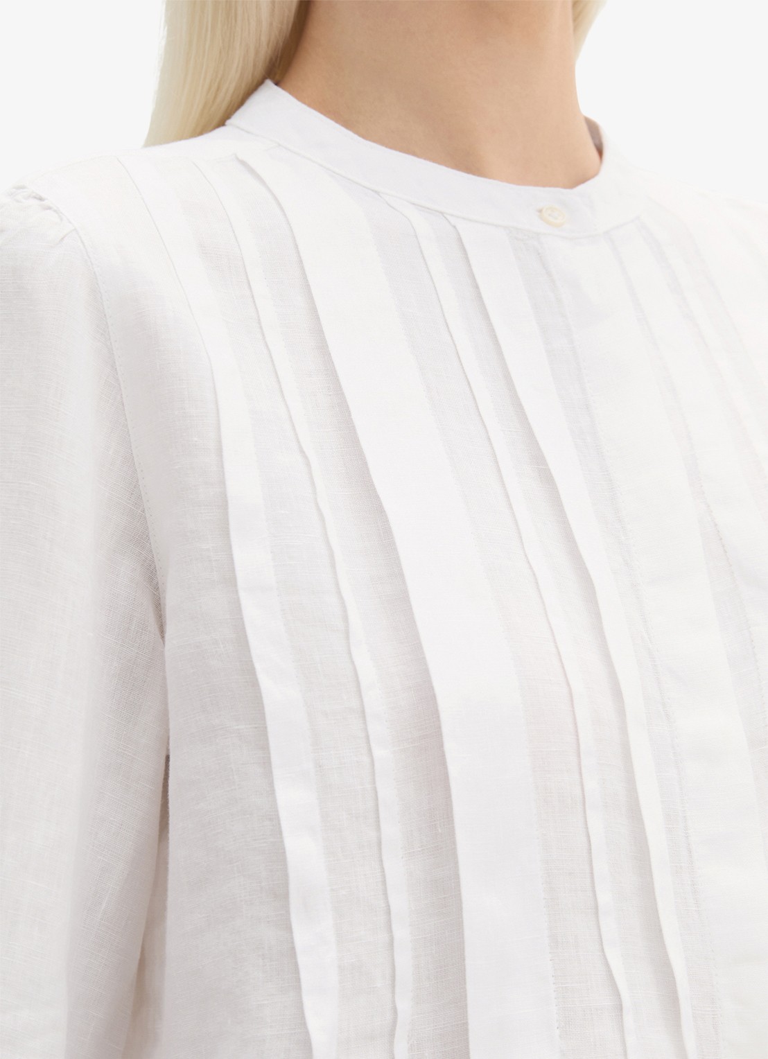 Marc O'Polo Tuniek van linnen met plooien - detail 3 wit