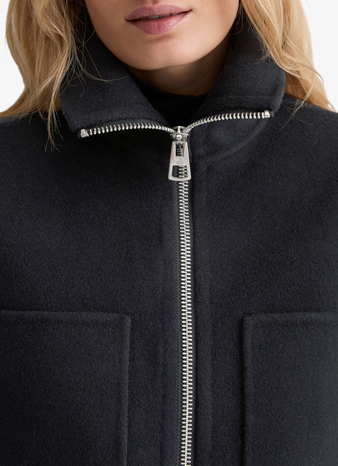 Marc O'Polo Vest in wolblend - detail 3 donkerblauw