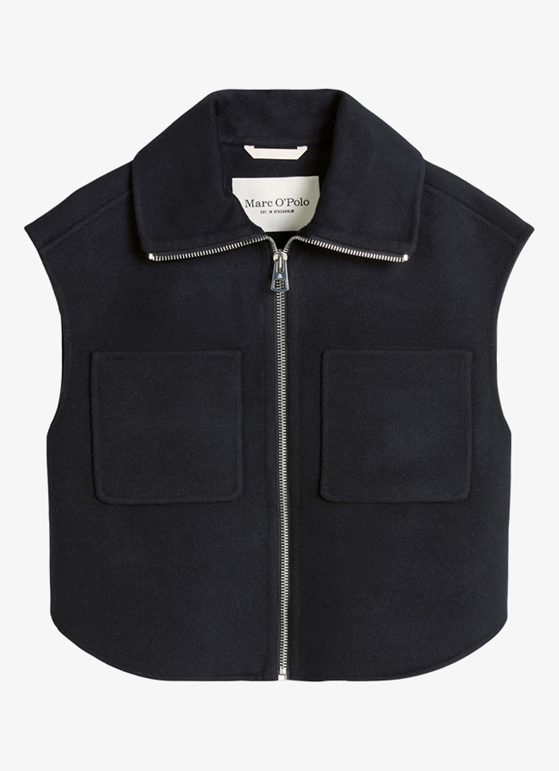 Marc O'Polo Vest in wolblend - voorkant 4 donkerblauw