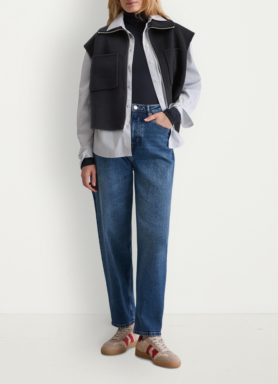 Marc O'Polo Vest in wolblend - voorkant 5 donkerblauw