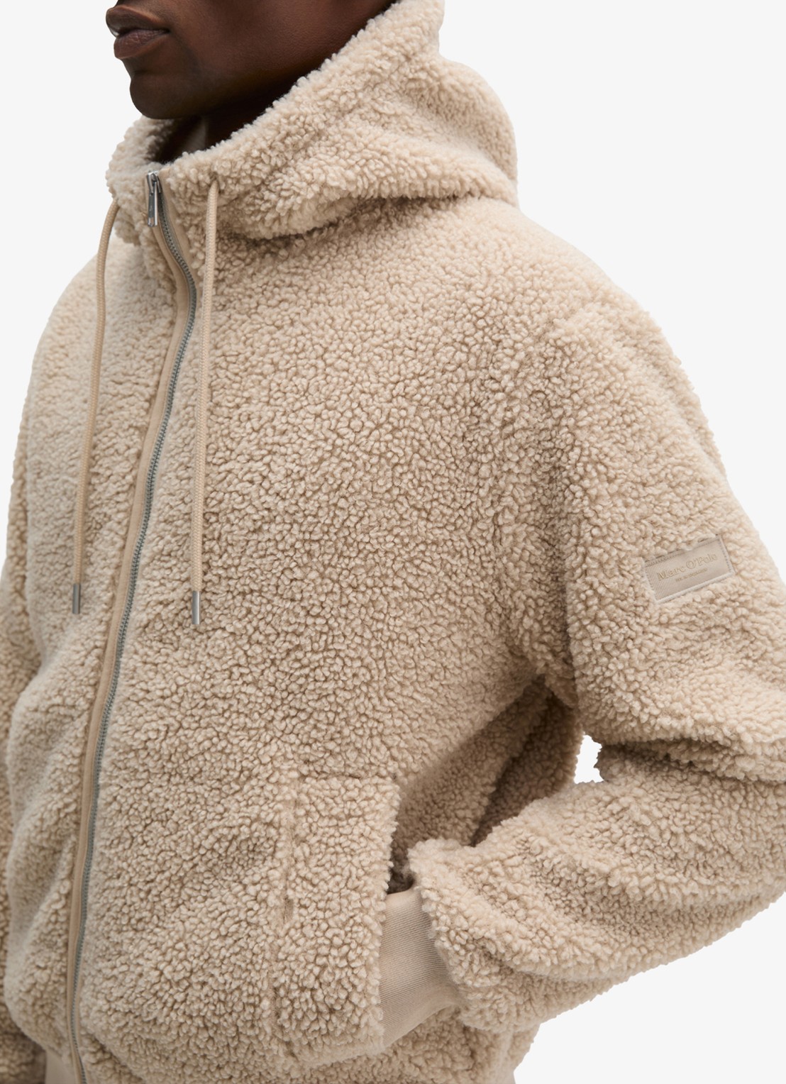 Marc O'Polo Vest van teddy met capuchon  - detail 2 creme