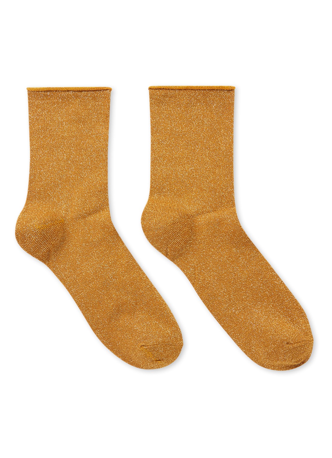 MarcMarcs Blackpool sokken met lurex in 2-pack - voorkant okergeel