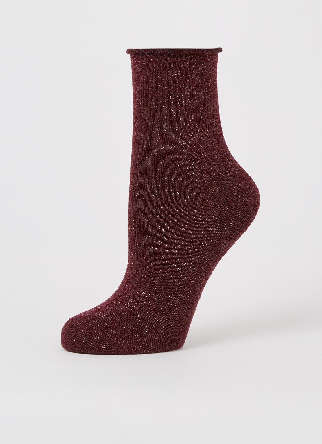 MarcMarcs Blackpool sokken met lurex in 2-pack - detail aubergine