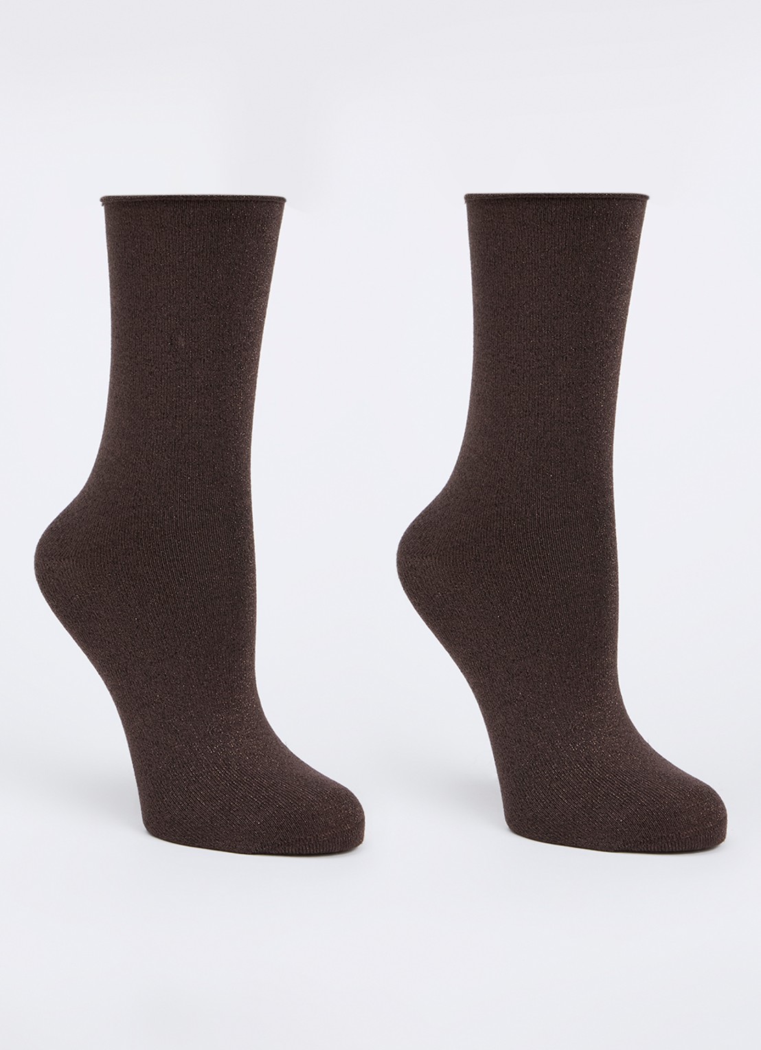 MarcMarcs Blackpool sokken met lurex in 2-pack - voorkant 2 donkerbruin