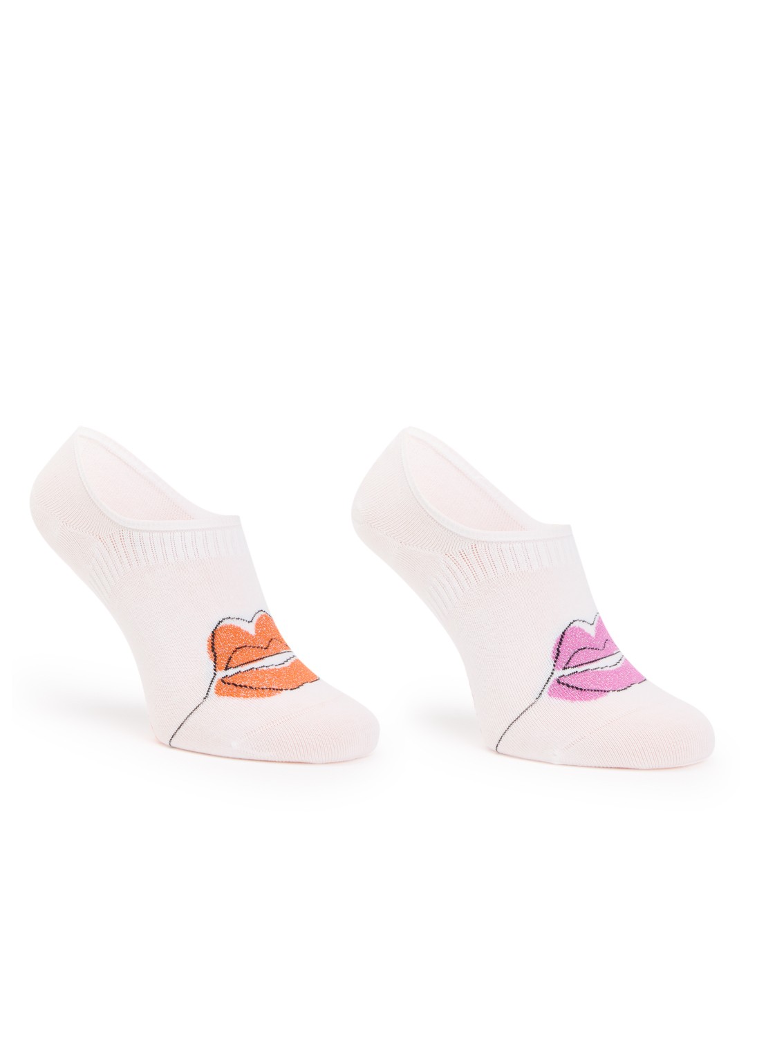 MarcMarcs Carol kousenvoetjes in katoenblend met glitter in 2-pack - voorkant 2 oranje