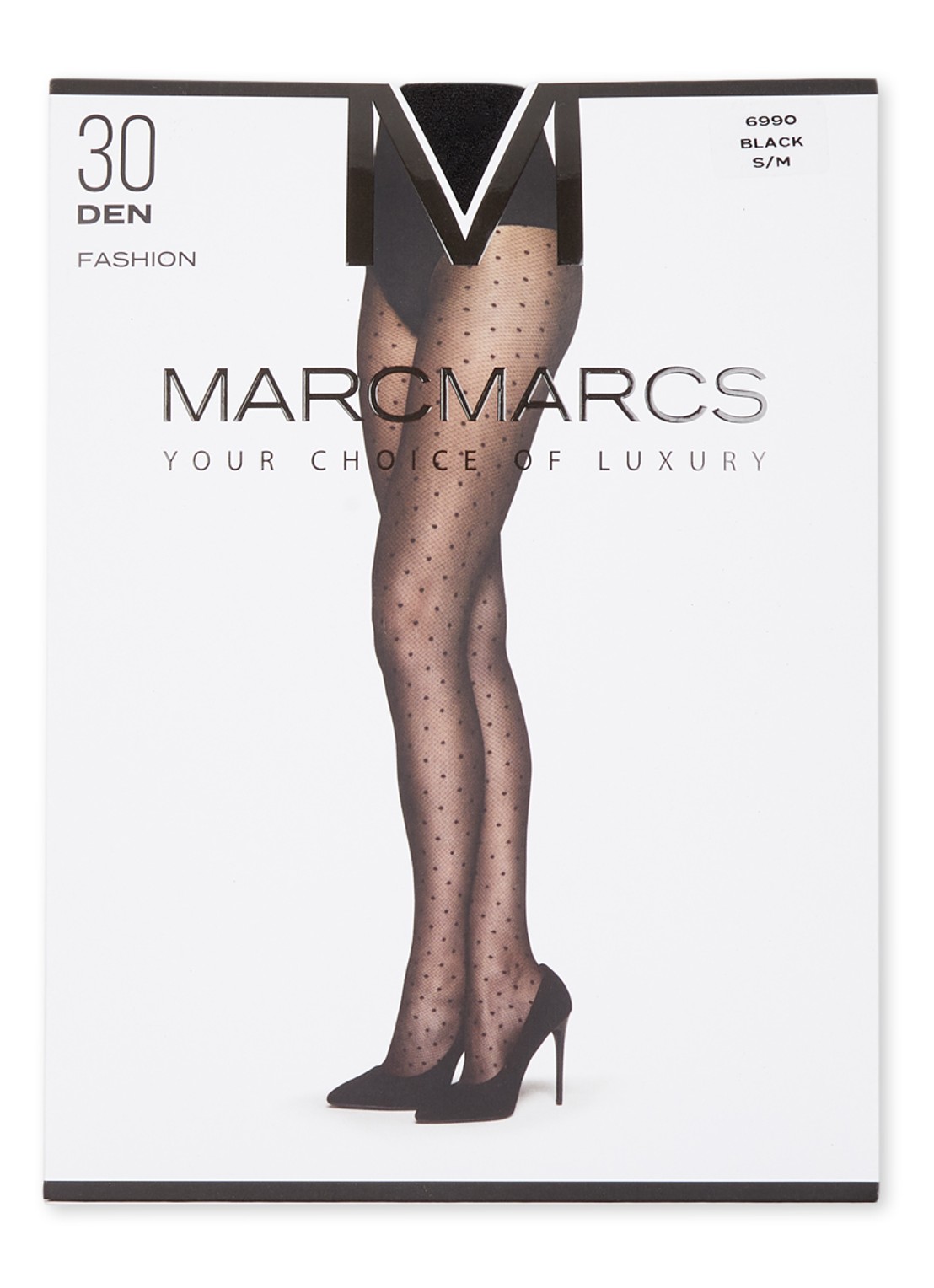 MarcMarcs Confetti panty in 30 denier met stippenprint - voorkant 3 zwart