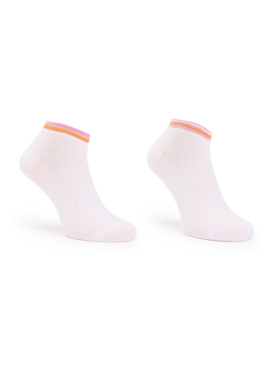 MarcMarcs Felice sneakersokken in katoenblend met glitter in 2-pack - voorkant 2 oranje
