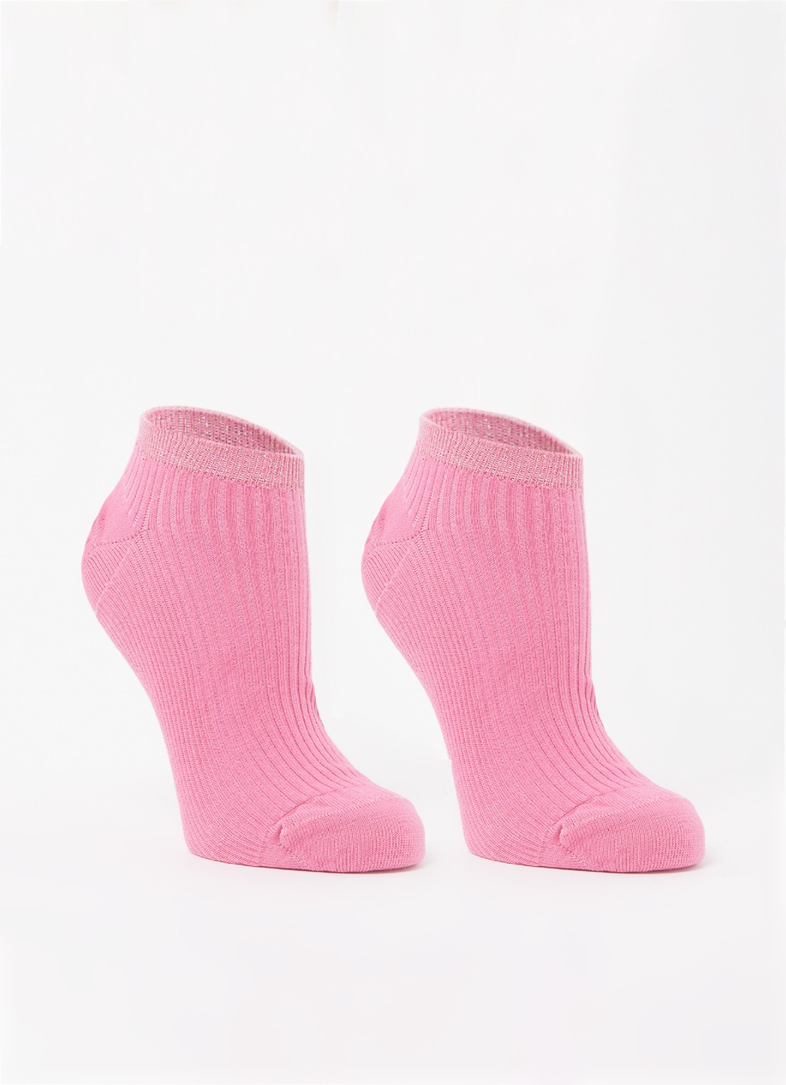 MarcMarcs Moscow sneakersokken met glitter in 2-pack - voorkant 2 donkerroze