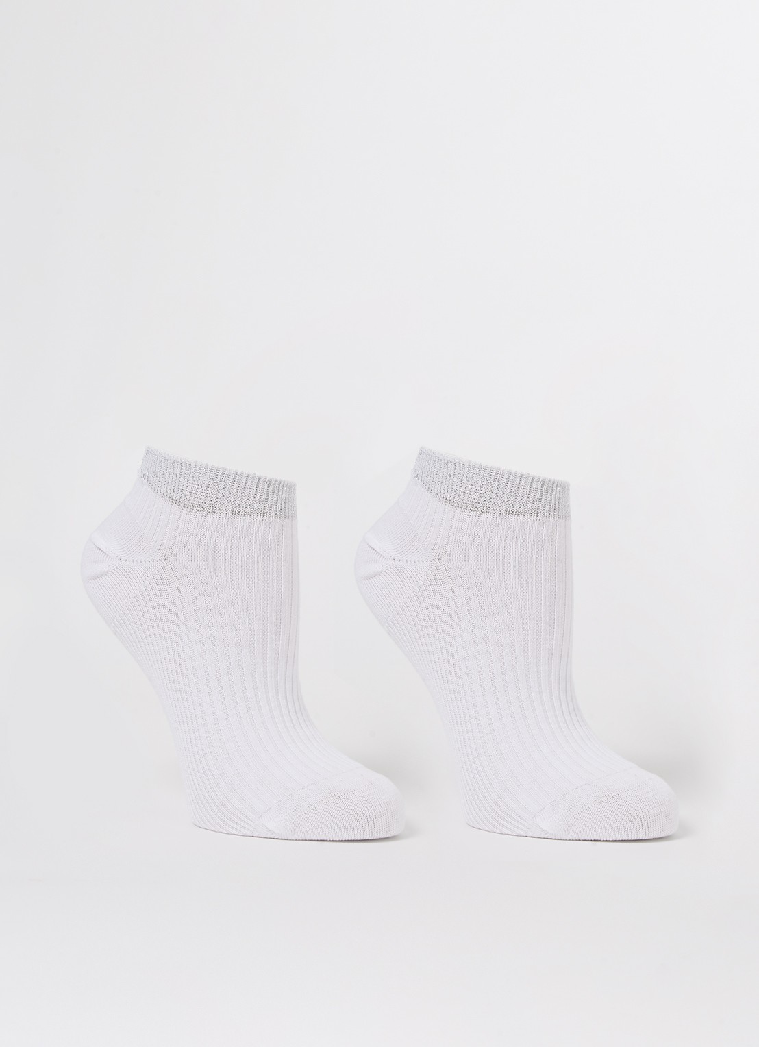 MarcMarcs Moscow sneakersokken met lurex in 2-pack - voorkant wit