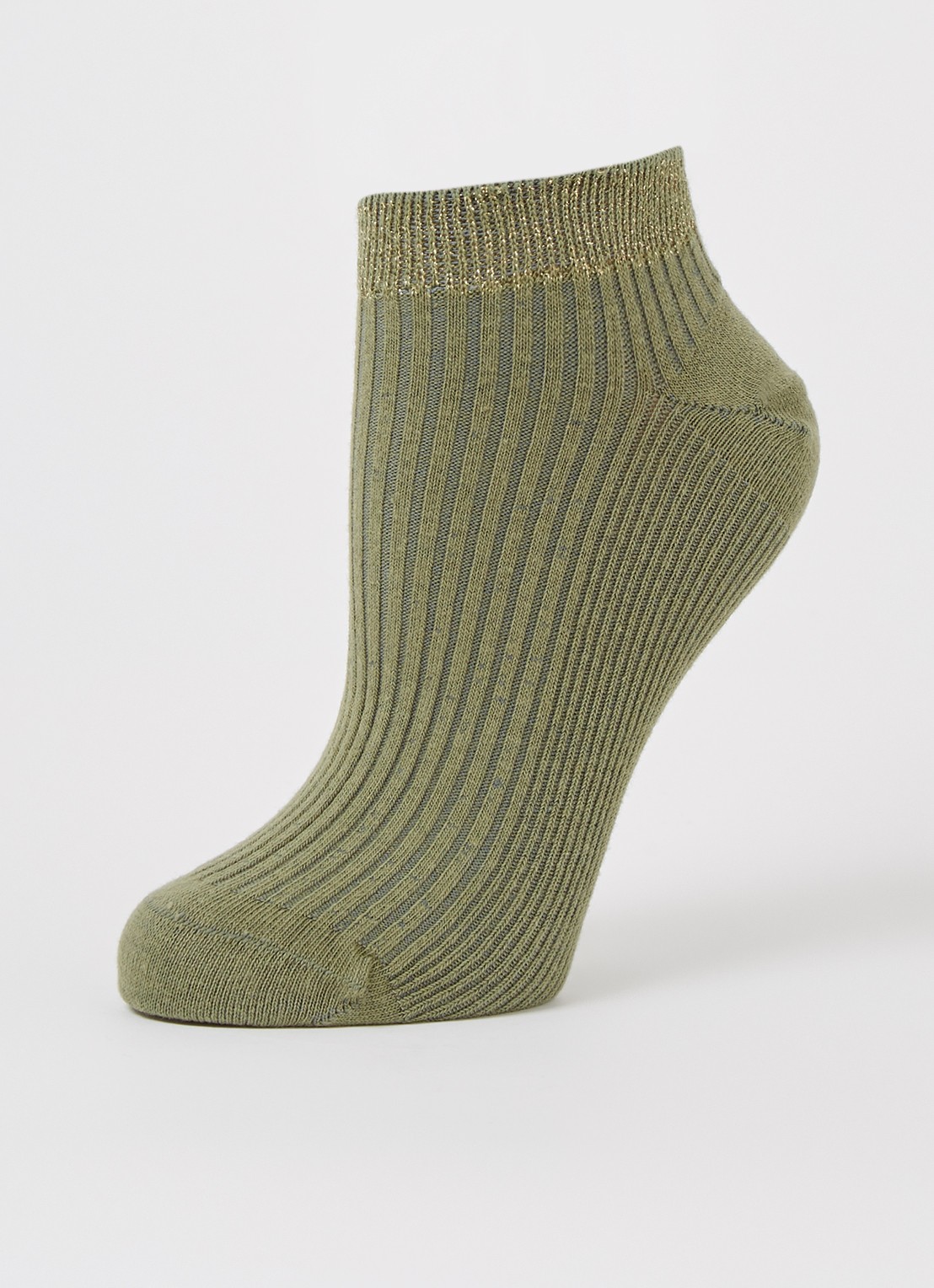 MarcMarcs Moscow sneakersokken met lurex in 2-pack - detail 3 legergroen