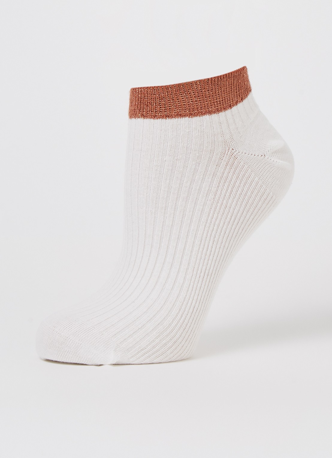 MarcMarcs Moscow sneakersokken met lurex in 2-pack - detail gebroken wit
