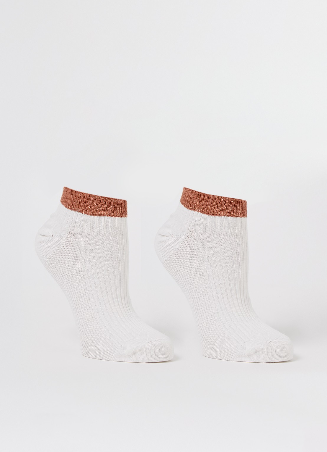 MarcMarcs Moscow sneakersokken met lurex in 2-pack - voorkant 2 gebroken wit