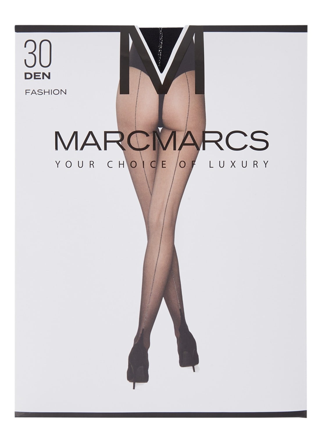 MarcMarcs Panty met naad en lurex in 30 denier black silver - voorkant zilver