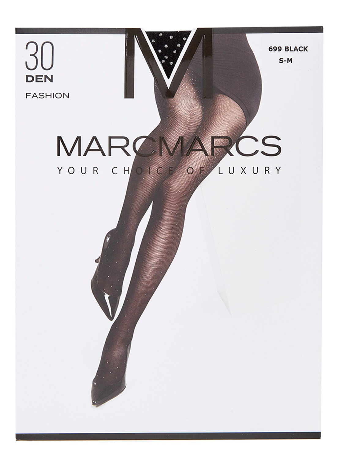 MarcMarcs Panty met steentjes in 30 denier - voorkant 3 zwart