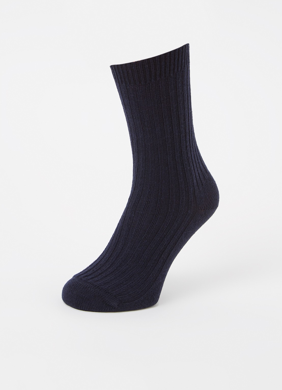 MarcMarcs Sokken in kasjmierblend met ribstructuur - detail donkerblauw