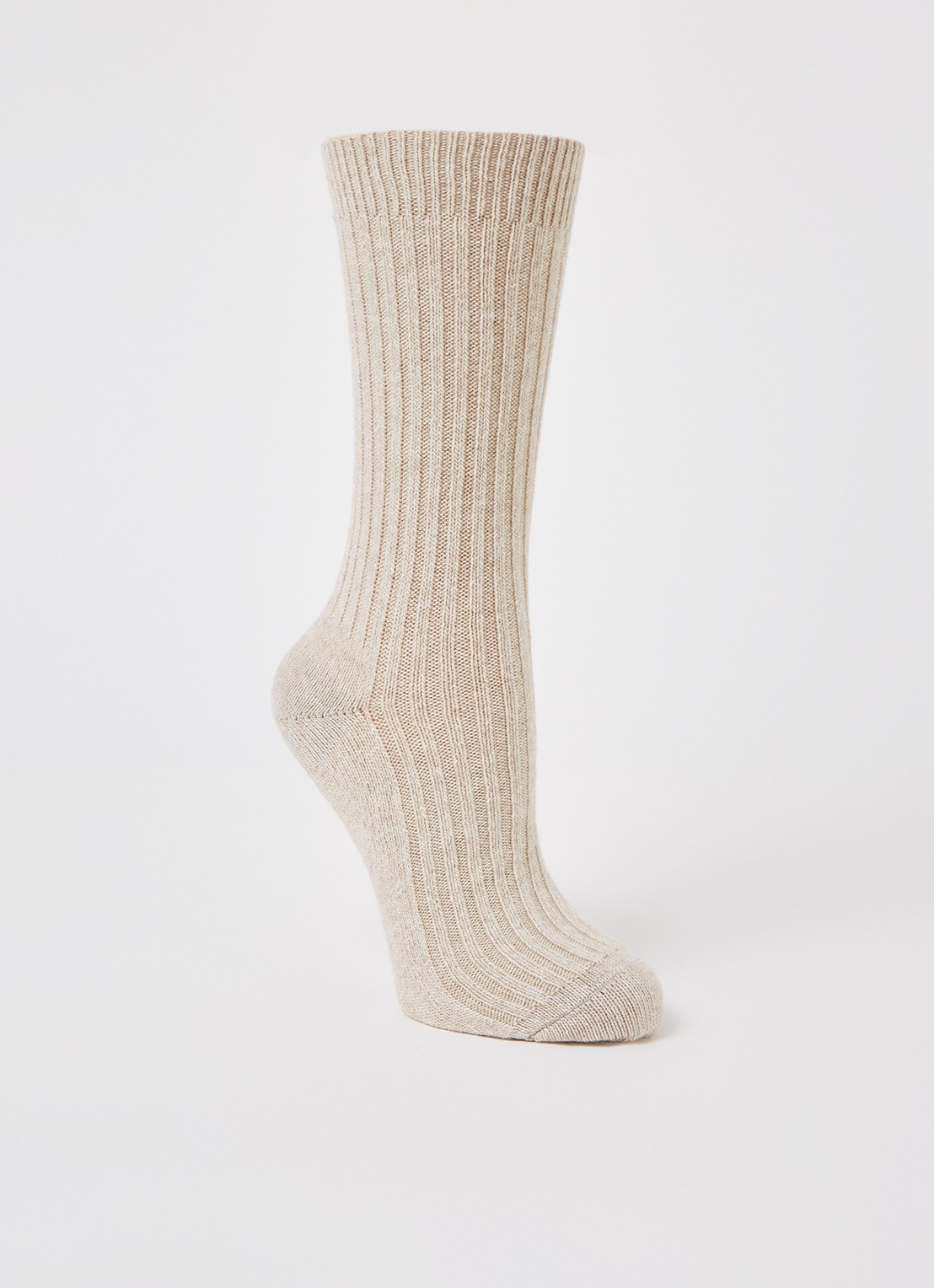 MarcMarcs Sokken in kasjmierblend met ribstructuur - voorkant 2 beige