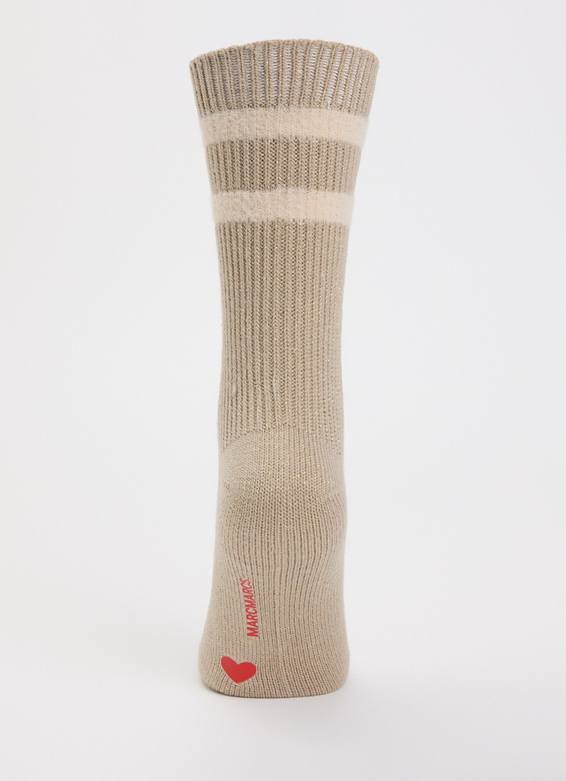 MarcMarcs Tonia sokken met glitter en streepprint  - voorkant 2 beige