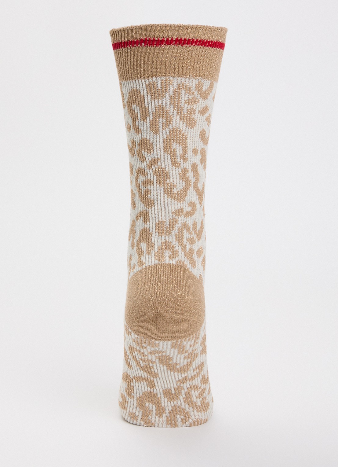 MarcMarcs Tracy sokken in katoenblend met lurex en panterprint - voorkant 3 beige