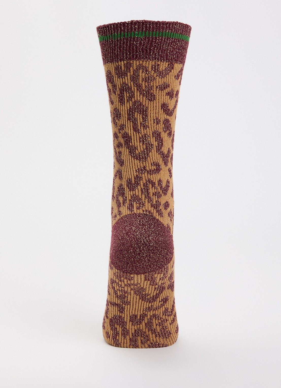 MarcMarcs Tracy sokken in katoenblend met lurex en panterprint - voorkant 3 camel
