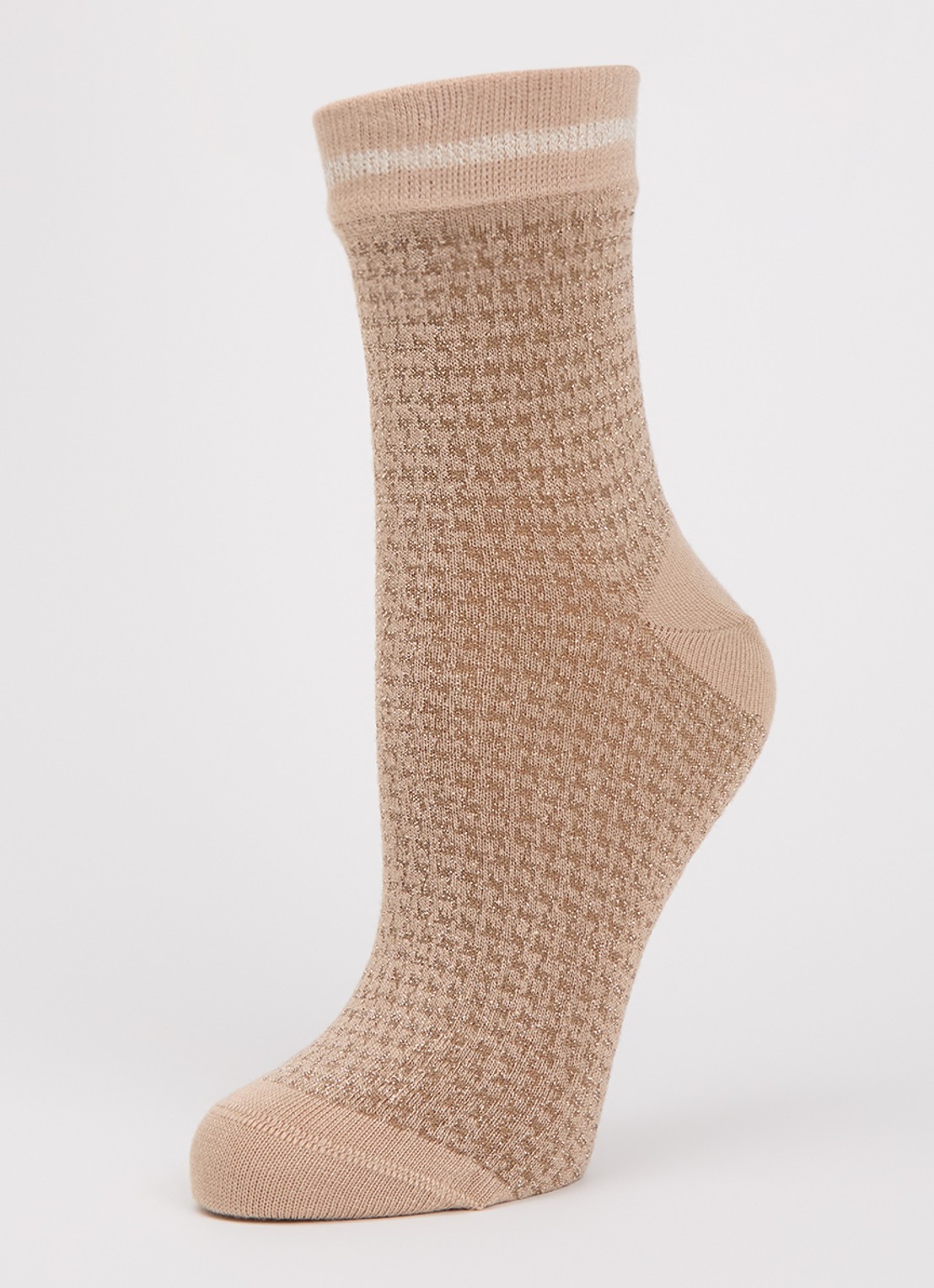 MarcMarcs Trix sokken met pied-de-poule dessin en lurex in 2-pack - detail beige