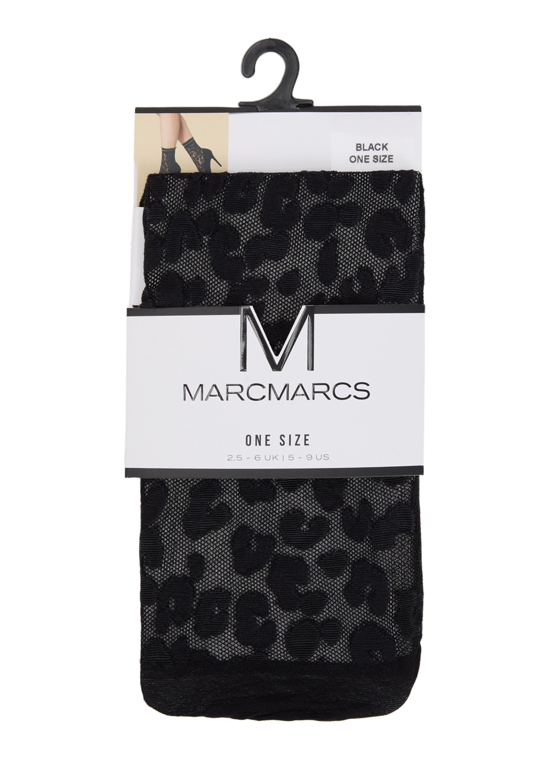 MarcMarcs Tulle pantysokken met panterprint en glitter - voorkant zwart