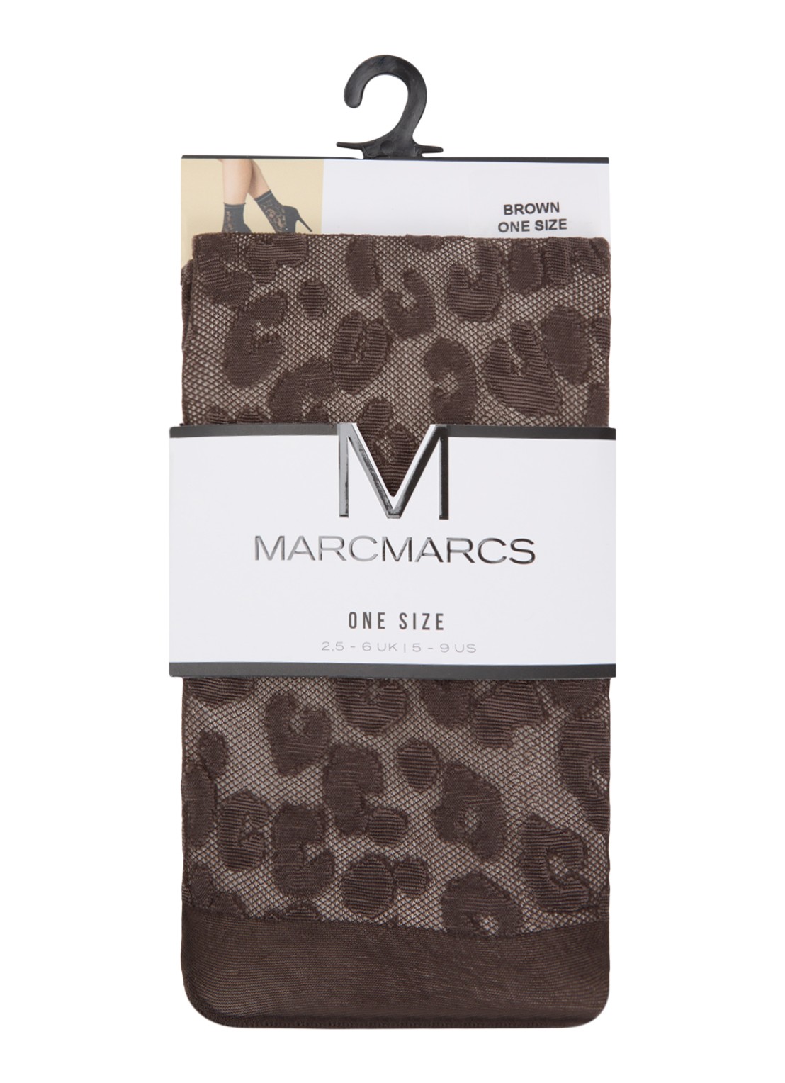 MarcMarcs Tulle pantysokken met panterprint en glitter - voorkant bruin