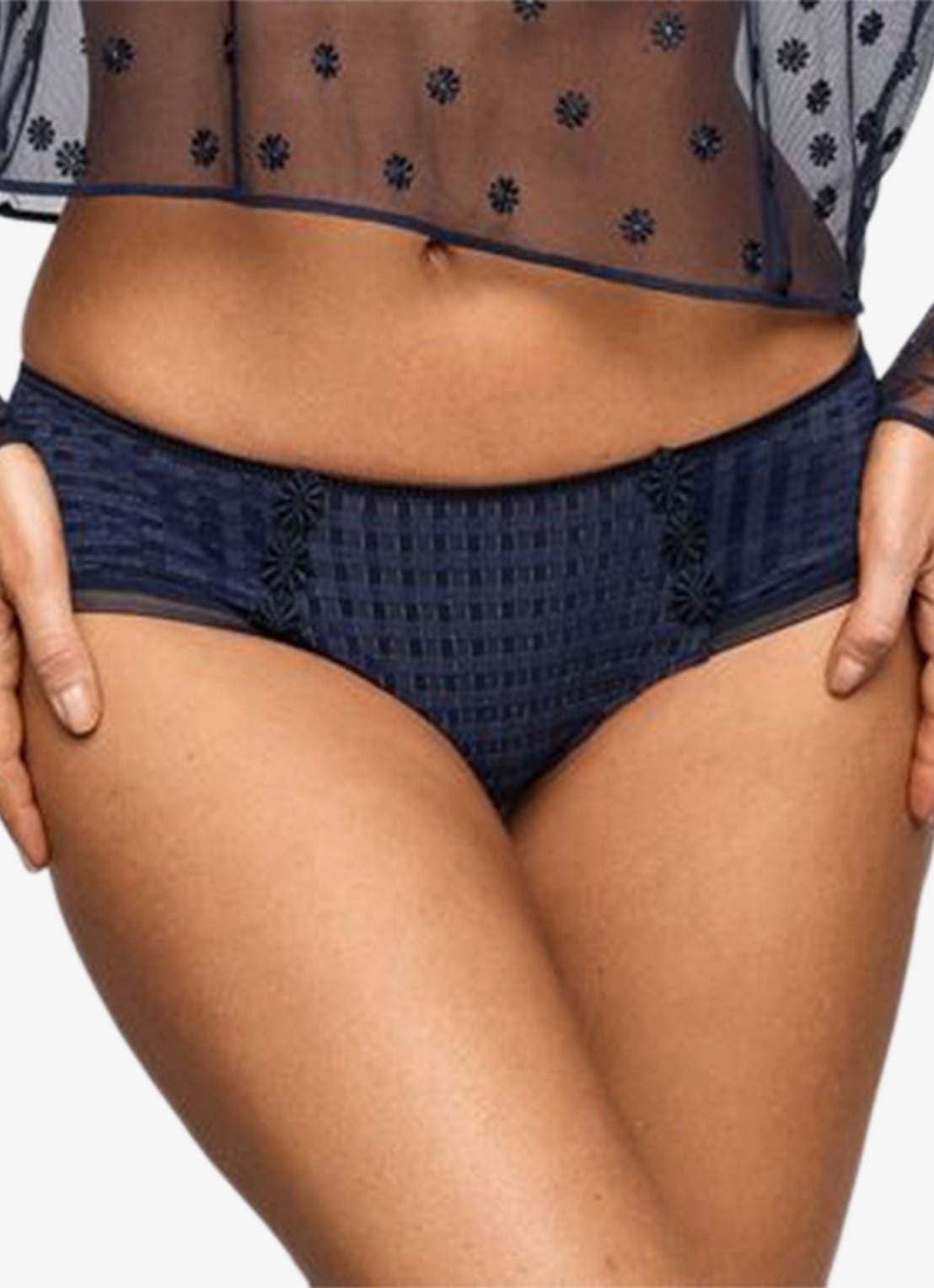 Marie Jo  Avero hipster met ruitdessin en glansdraad - detail 2 donkerblauw