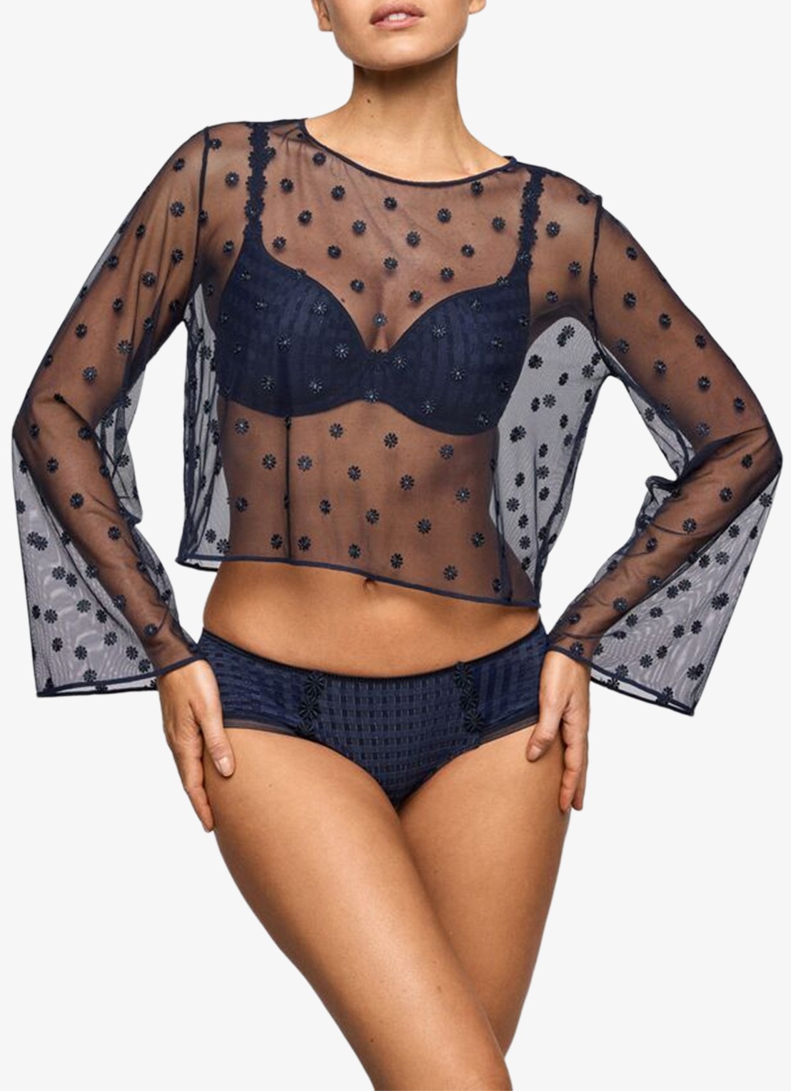 Marie Jo  Avero hipster met ruitdessin en glansdraad - voorkant 5 donkerblauw