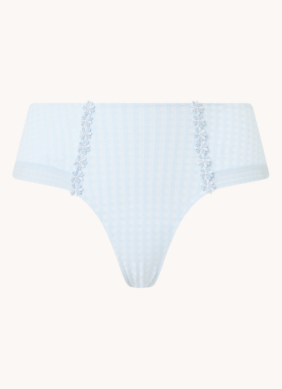 Marie Jo Avero shorty met ruitdessin en borduring - voorkant 4 lichtblauw