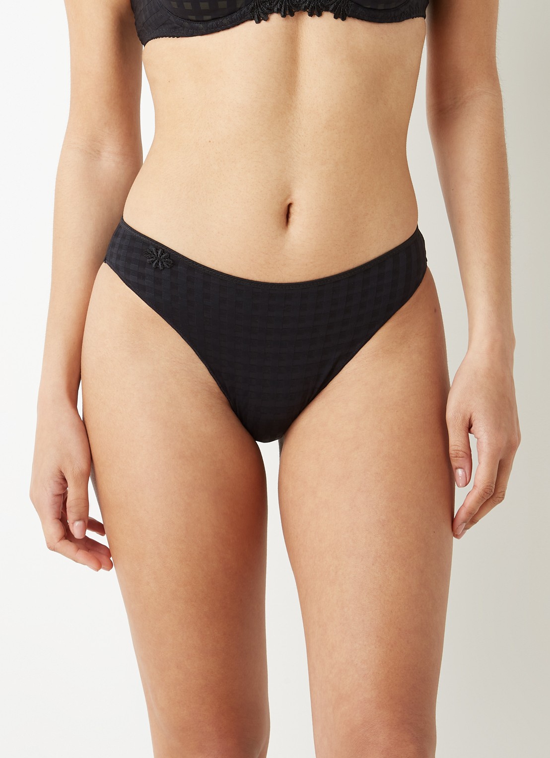 Marie Jo Avero slip met ruitdessin - detail zwart